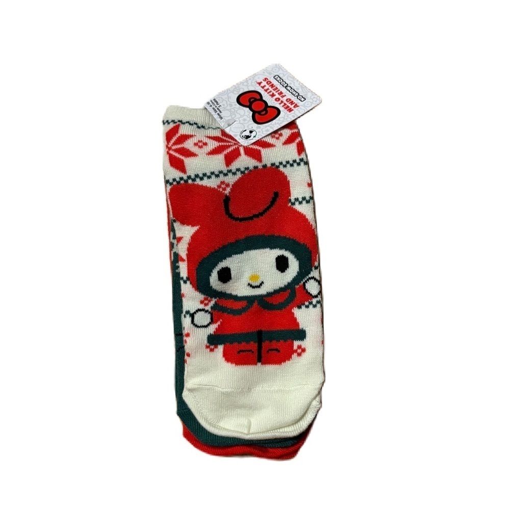 Hello Kitty Festive Red Cream Socks NEW Christmas Melody Kuromi Green Women